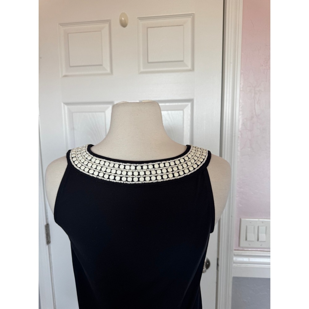 Talbots Petites Black Beaded Neckline Sleeveless Shell Tank Top Size P - Picture 4 of 10